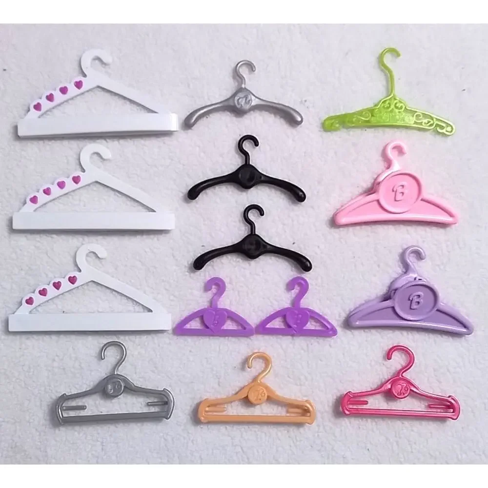 Authentic Mattel Barbie Doll Clothes Hangers 14 Pc Lot Snap Clip Mixed Styles